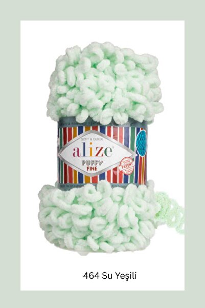 Alize Puffy Fine 1 Adet 464 SuYeşil El Örgü Ipliği Küçük Ilmek - 100 Gr. 14.5...