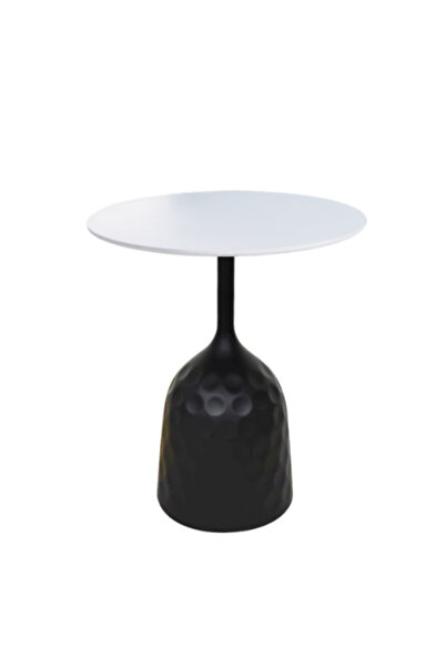 Generic Round Coffee Table with Marble Top and Black Base