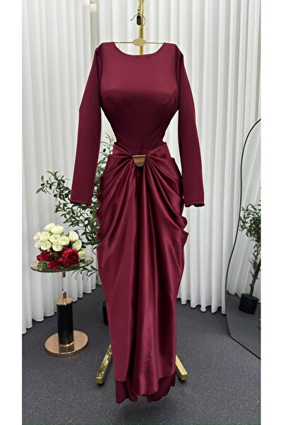 Bailsan Burgundy taffeta dress with satin