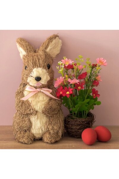 OEM Decorative Easter Bunny with Basket & Flowers 22x16x26cm