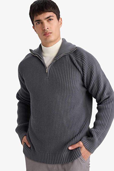 DeFacto Standard Fit Half Zip Knitwear Sweater G6478Ax25Wn