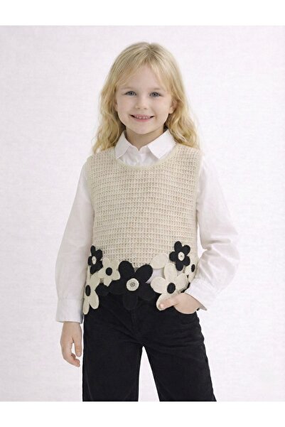 Store Papatya Motifli Örme Süveter