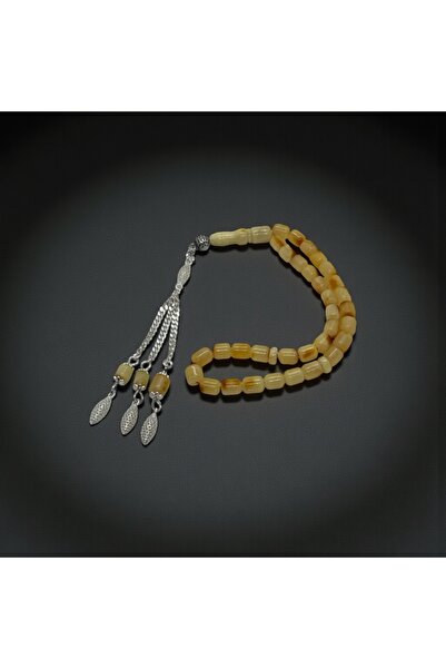 EnazStore 925 Ayar Gümüş Püsküllü 4 Parmak Mini boy Has Kaya Damla Kehribar T...