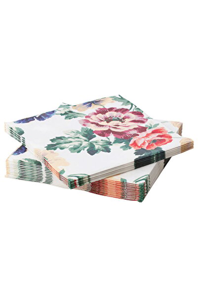IKEA Șervețel de hârtie SMAKSINNE, multicolor/flori, 33 x 33 cm