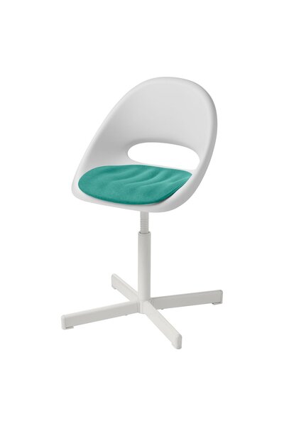 IKEA Scaun de birou pentru copii LOBERGET / SIBBEN cu pernă, alb/turcoaz