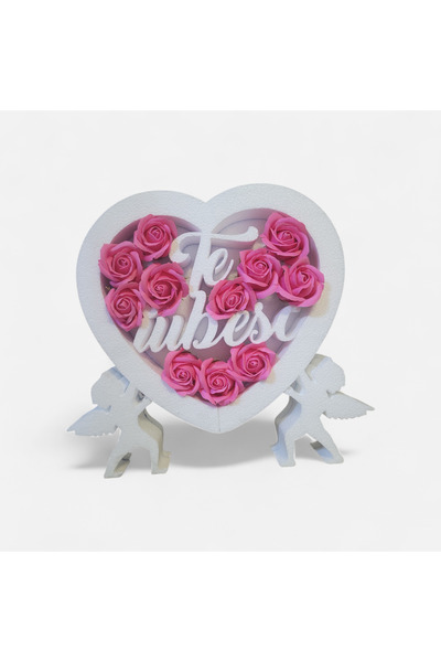 OEM "I love you" floral arrangement - heart with soap roses, made of polystyrene