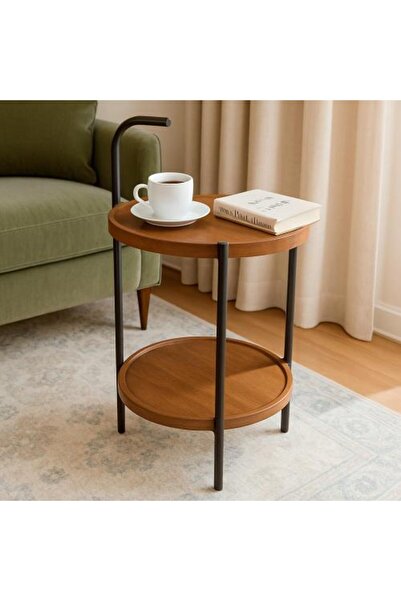 Generic Wooden Round Side Table with Two Tiers – Modern and Luxurious Design