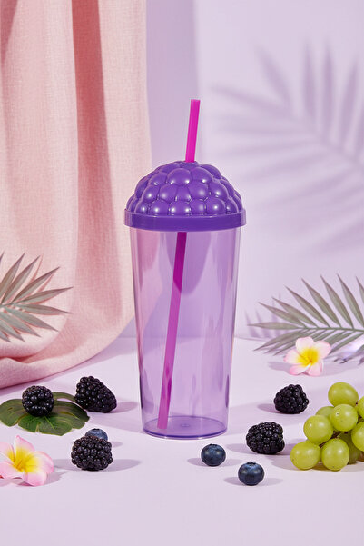 YAZICI كوب بلاك بيري مع مصاصة - 700 مل، ملون وعملي