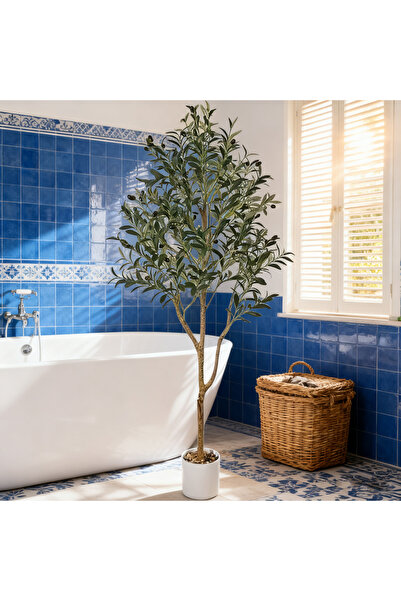 BESTONE شجرة زيتون اصطناعية بطول 120 سم - أغصان وثمار زيتون نابضة بالحياة مع ...