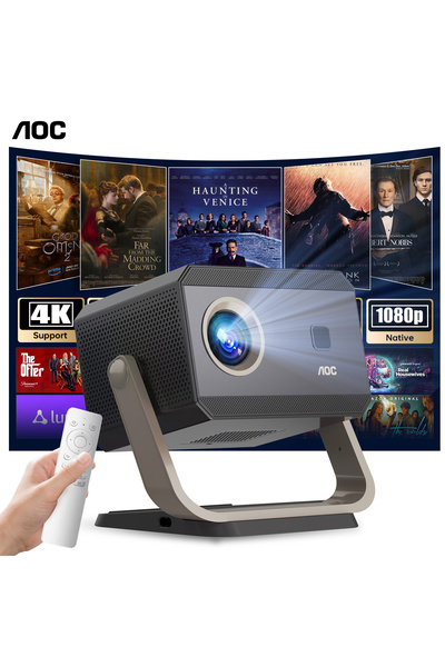 Aoc Portable Projector Autofocus Adjustable Angle 15000 Lumen for Work and Ga...