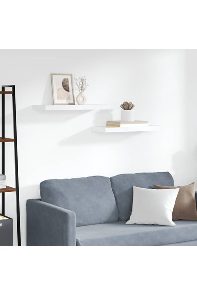 vidaxl Floating Wall Shelves 2 pcs White 60x23.5x3.8 cm MDF