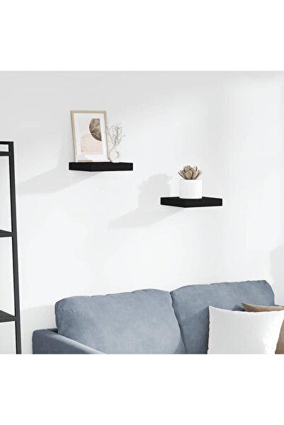 vidaxl رفوف جدارية عائمة، قطعتان، أسود، 23×23.5×3.8 سم، مصنوعة من خشب MDF