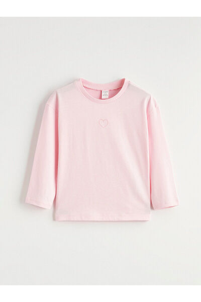 LC Waikiki Gray Crew Neck Embroidered Girls' T-Shirt (S6)