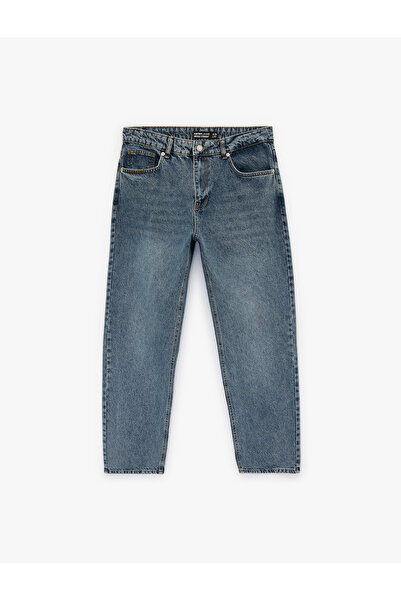 Koton Regular Waist Cotton Pocket Vintage Straight Fit Jean Trousers