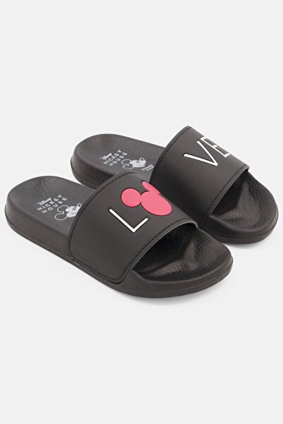 Mickey Mouse Kids Girl Slip On Graphic Sandals, Black Combo