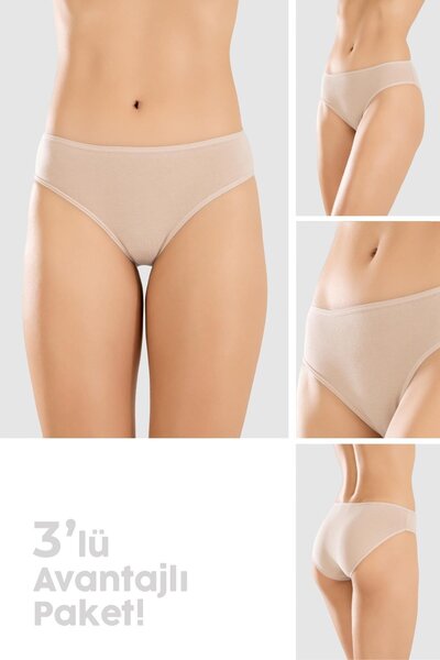 BAYKAR Chiloți de damă din bumbac basic Slip, pachet de 3, culoare nud 8500