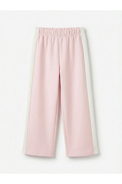 LC Waikiki مجموعة إلسيفا - بنطال رياضي للفتيات باللون الوردي مع تفاصيل مخططة ...