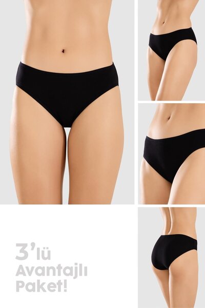 BAYKAR Chiloți de damă din bumbac basic Slip, pachet de 3, 8500 negru