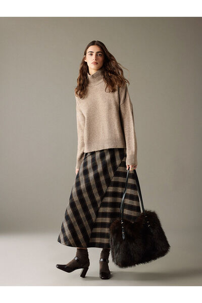 LC Waikiki Özmarka Νέα Σεζόν Καρό Φούστα με φερμουάρ στη μέση