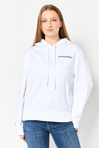 Lacoste Women Brand Logo Long Sleeve Hoodie, White