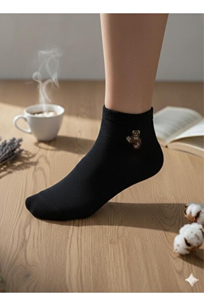 SOCKSHION Kadın Ayıcık Figürlü Pamuklu Patik Çorap
