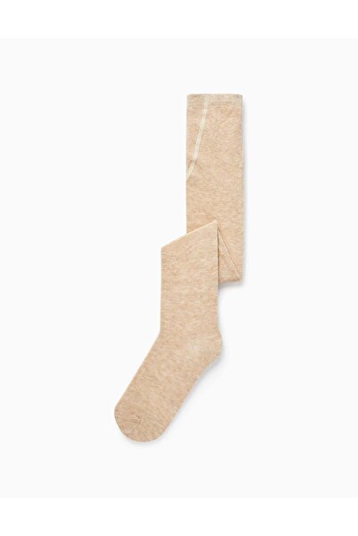 Ziddy Stretch Cotton Tights for Girls, Beige