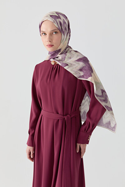 Tuğba Kırma Detaylı Elbise - Mürdüm