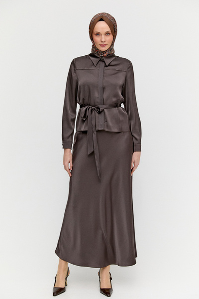 Setrms Kuşaklı Saten İkili Takım