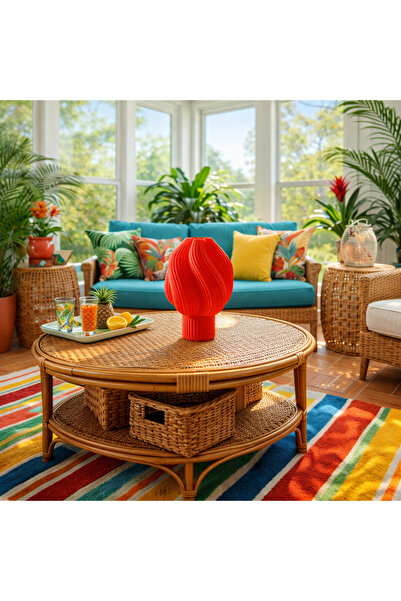 Wadvadze Lunara Modern Kablolu Turuncu Masa ve Gece Lambası Dekoratif Yatak O...