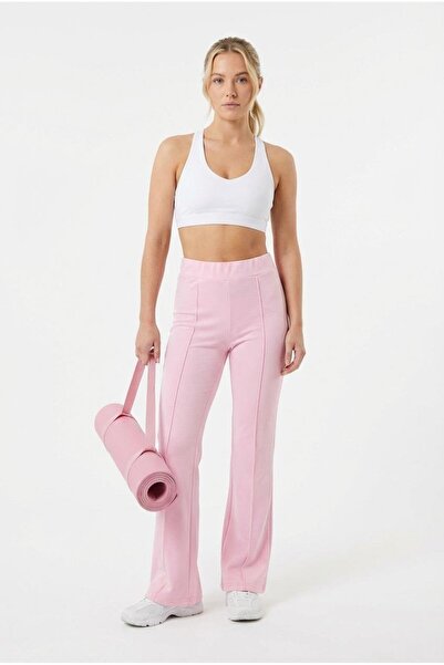 Madmext Ροζ ψηλόμεσο γυναικείο παντελόνι με φαρδιά μπατζάκια, κομψό και καθημ...