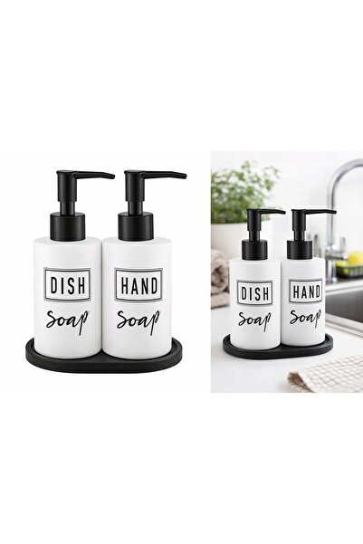 Generic Dishes and Hands Soap Dispenser Set – Farmhouse Style Ceramic Liquid ...