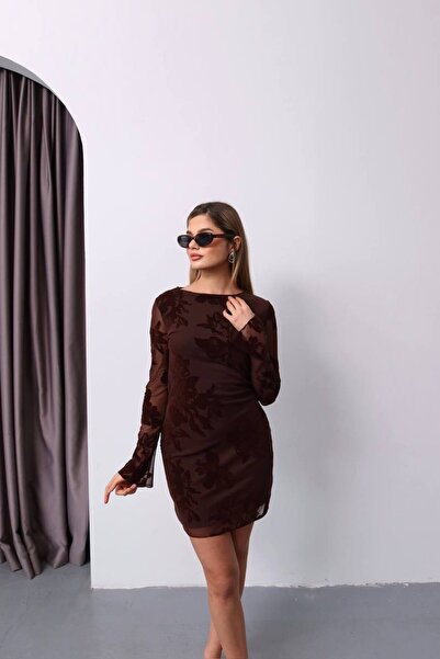 KECHİ WOMAN Tulle Embossed Lined Mini Dress