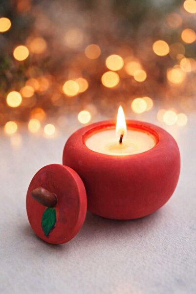 Ambiance Series: Handmade Apple Shaped Candle with Lid - Red Iconic