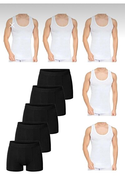 Gizem iç giyim 10 Piece Undershirt and Boxer Set Economical Package 5 Boxers ...