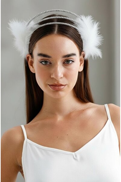 mostbeautifull Taşlı 3 Sıra Tüylü Taç – Mezuniyet & Davet