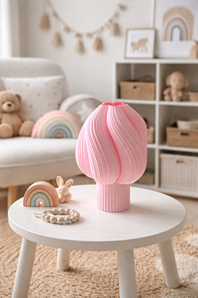 Wadvadze Lunara Dekoratif Kablolu Pastel Pembe Masa Lambası Canlı Renk ve Mod...