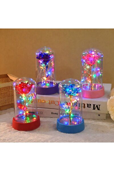 LOVE Crystallized Rose 15cm with Multicolor LED Light, in Plastic Dome, in Gi...