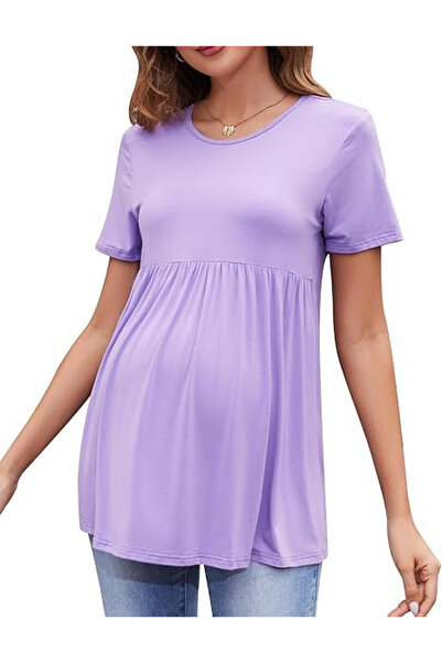 OEM Short-sleeved casual blouse for pregnant women, purple XL