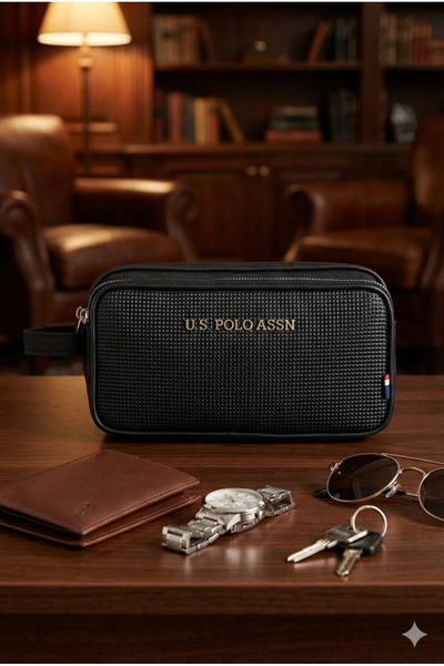 U.S. Polo Assn. Pltrs25057 Black Men's Hand and Shaving Bag – Water-Resistant...