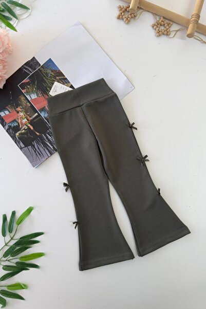 Minigimin Cicileri Colanți elastici pentru fete cu detaliu fundiță - Kaki