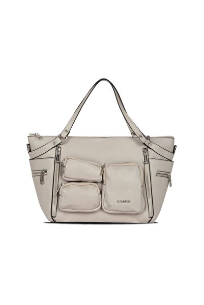 Bueno Shoes Γκρι δερμάτινη γυναικεία τσάντα ώμου 01wba7948