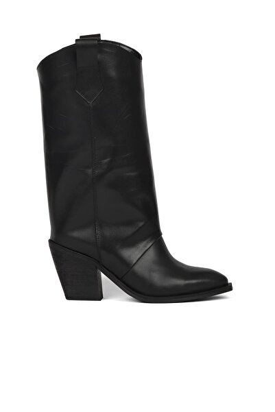 Bueno Shoes Black Leather Women's Heeled Boots 39Wc1650