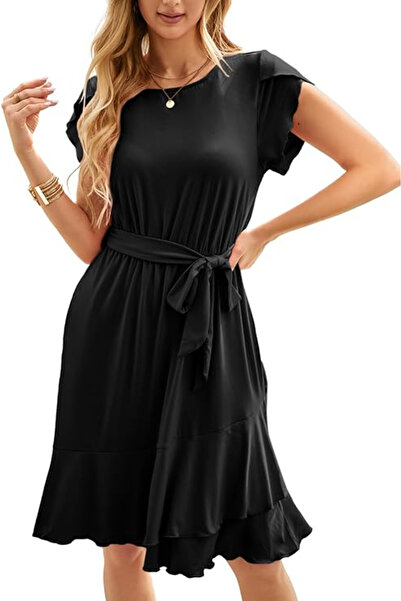 OEM Casual dress above the knee, flowy, everyday, short sleeves, round neckli...