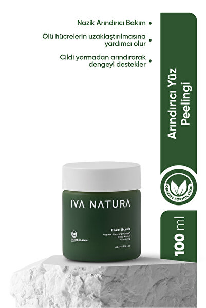 Iva Natura مقشر وجه عضوي لطيف بحبيبات بذور الزيتون - منقي ومغذي 100 مل