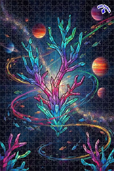 Teona Ahşap لغز خشبي ملون على شكل شجرة كريستالية للأسماك، فن كوزمي، ذو طبقتين...