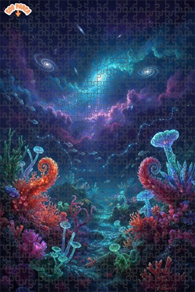 Teona Ahşap فطر المحيطات الكونية بمظهر فني رقمي 500 قطعة 50x30