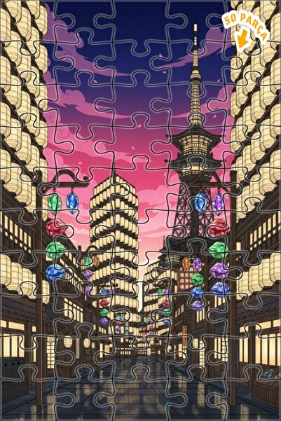 Teona Ahşap لوحة زيتية لمشهد ليلي مضيء في طوكيو، ألغاز خشبية مؤطرة بطبقتين، 5...