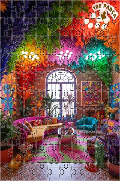 Teona Ahşap لغز خشبي ذو طبقتين من سكاي رينبو يونيفرسال 100 قطعة 25x25