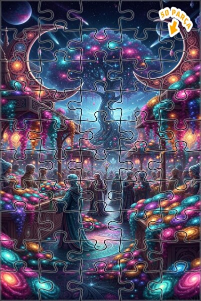 Teona Ahşap لغز فني بمظهر لوحة زيتية لمكان السوق الفلكي 50 قطعة 15×25