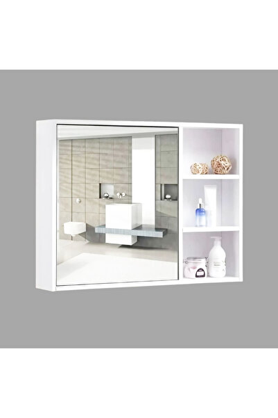 Ratemo Mobilya Aynalı Banyo Dolabı – Tek Kapaklı, İki Raflı (60×65×15 cm)